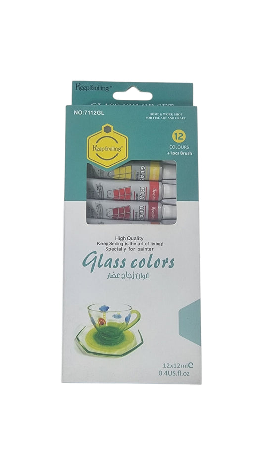 الوان زجاج أنابيب ١٢ لون glass colors keepsmiling 12 ml